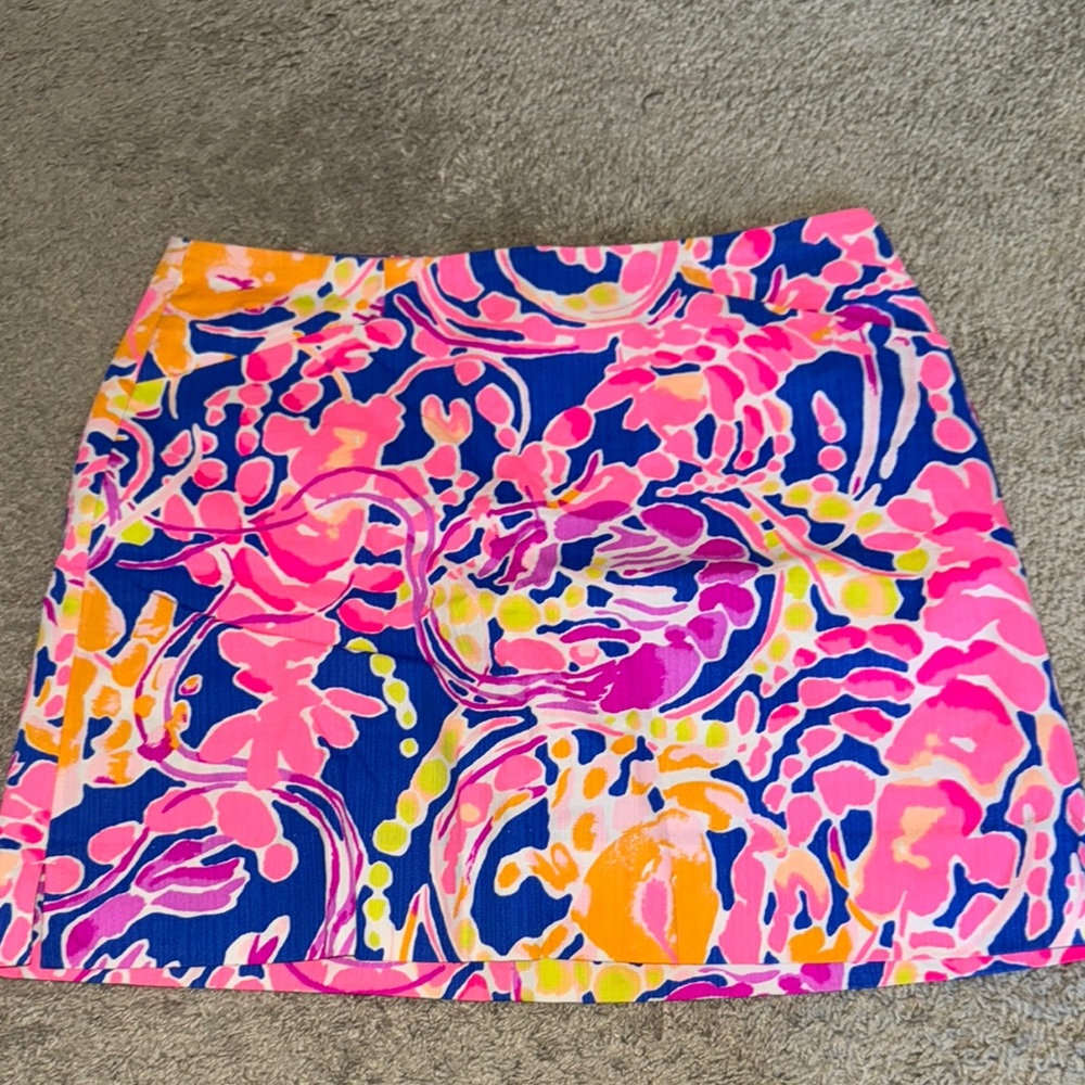 Lilly Pulitzer Pink and Orange Mini Pencil Skirt Casual